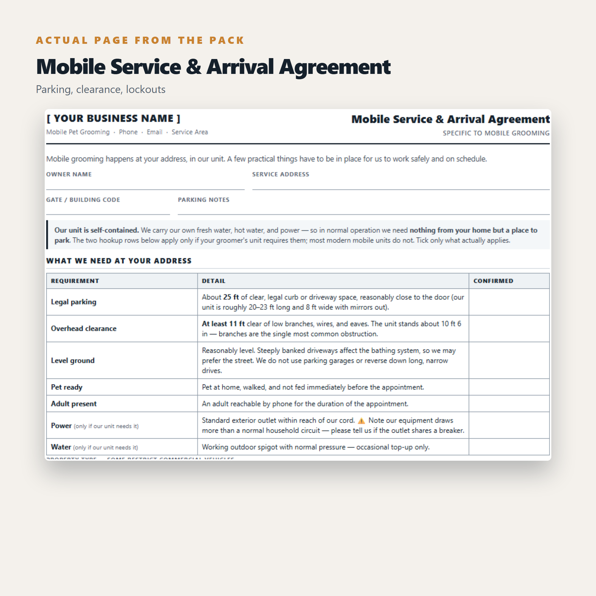 Mobile Dog Grooming - Complete Client Forms & Business Pack (15 Documents)
