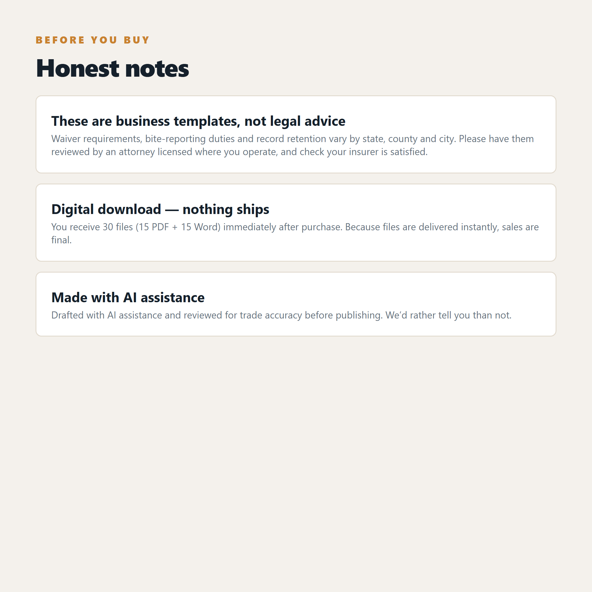 Mobile Dog Grooming - Complete Client Forms & Business Pack (15 Documents)